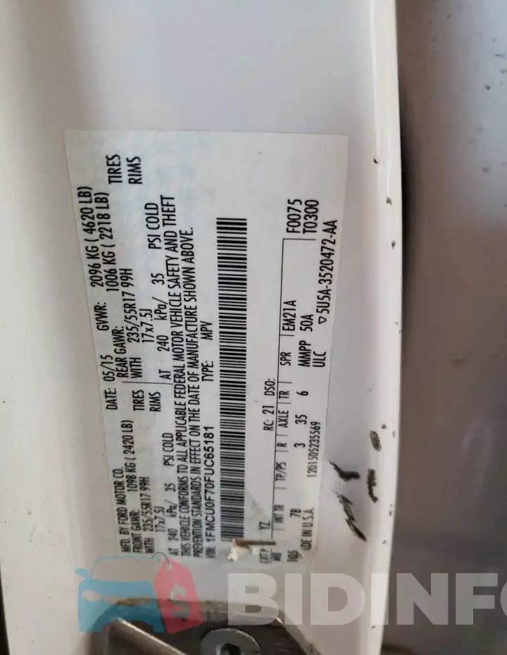 1FMCU0F70FUC65181 Photo# 14
