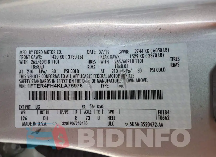 1FTER4FH4KLA75978 Photo# 14