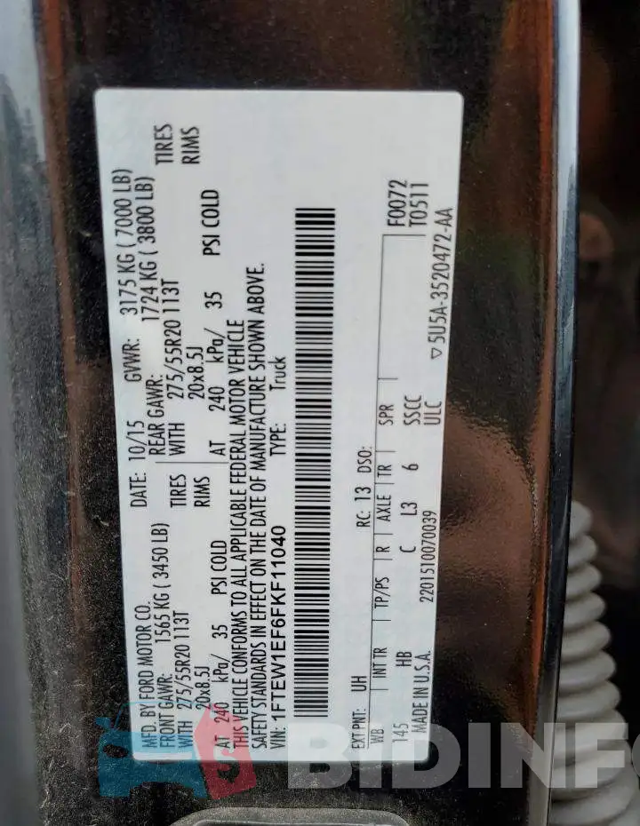 1FTEW1EF6FKF11040 Photo# 12