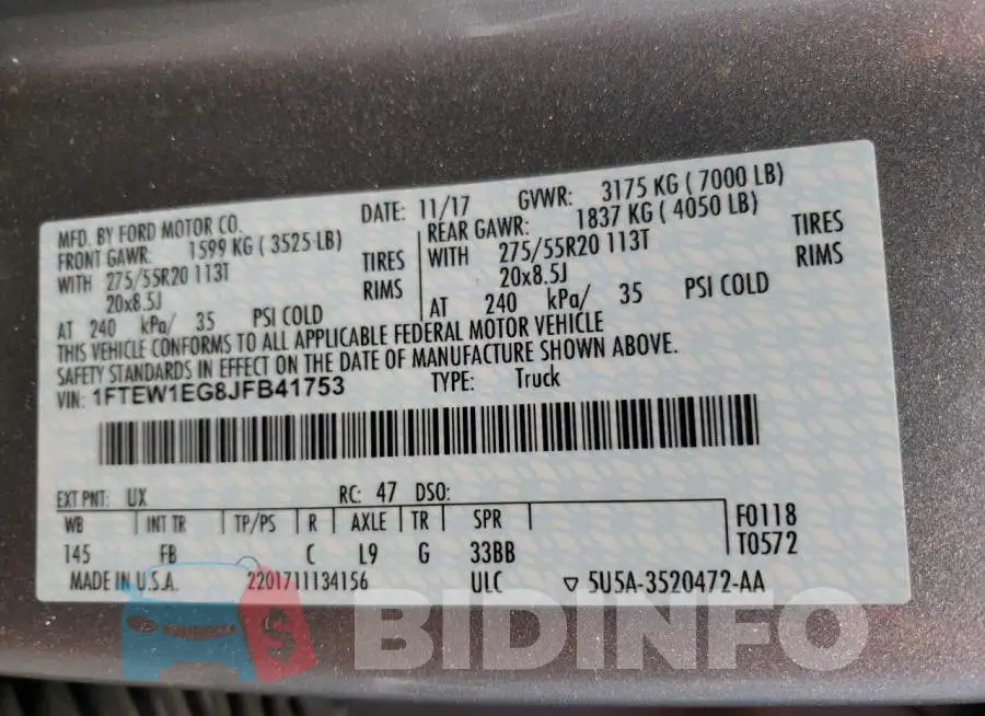 1FTEW1EG8JFB41753 Photo# 12