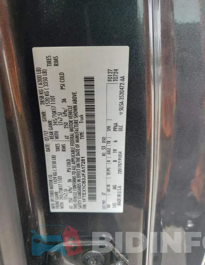 1FTEX1CB3JFA17281 Photo# 12
