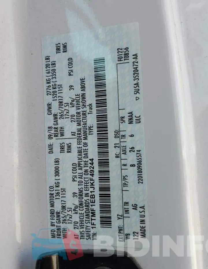 1FTMF1EB1JKF49244 Photo# 12