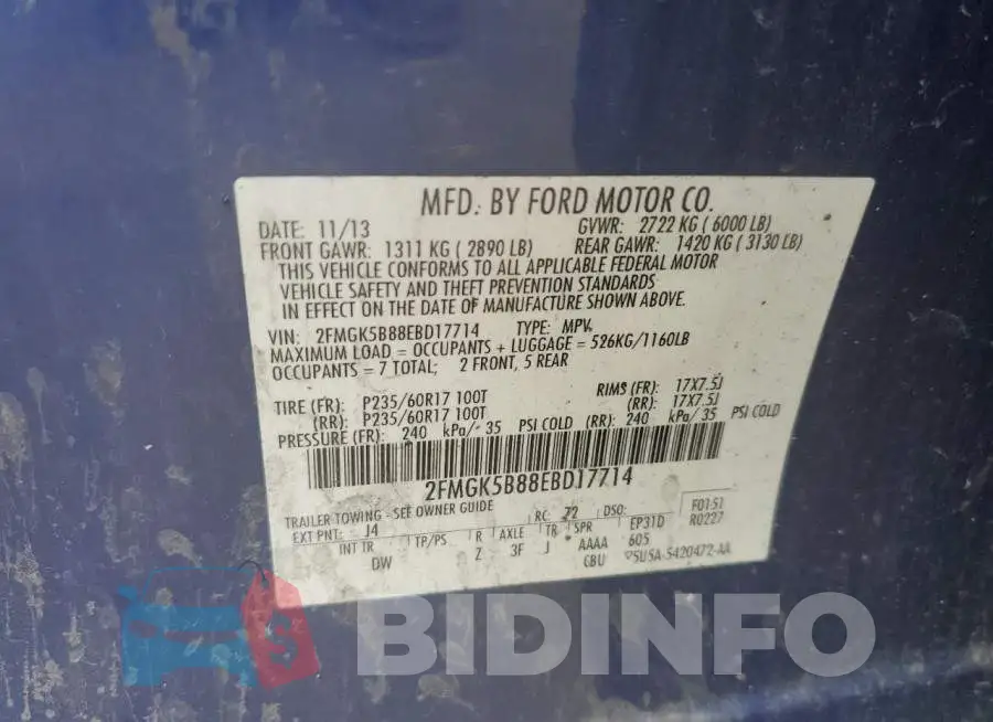 2FMGK5B88EBD17714 Photo# 13