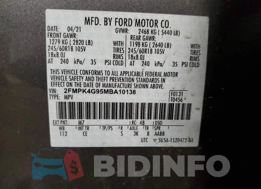 2FMPK4G95MBA10138 Photo# 13
