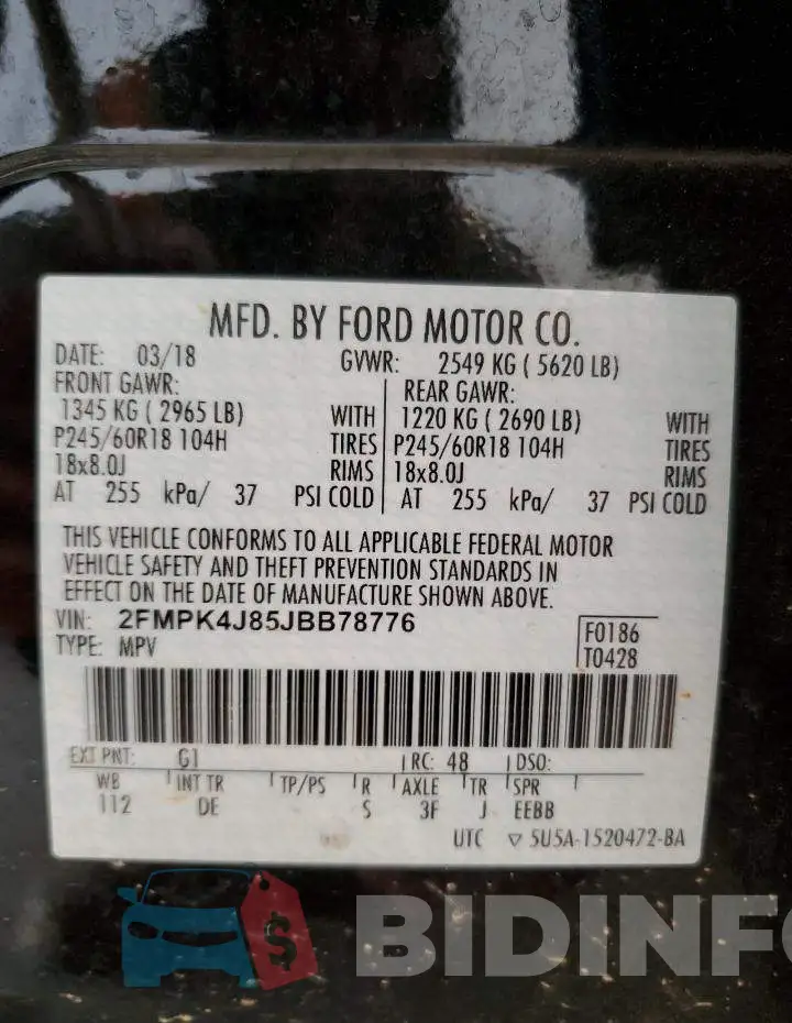 2FMPK4J85JBB78776 Photo# 12