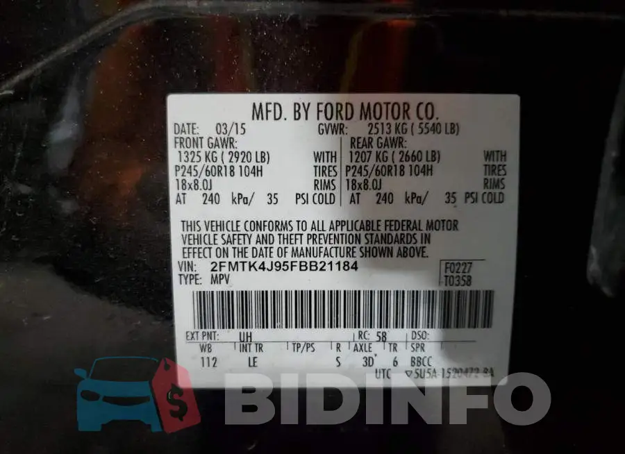 2FMTK4J95FBB21184 Photo# 13