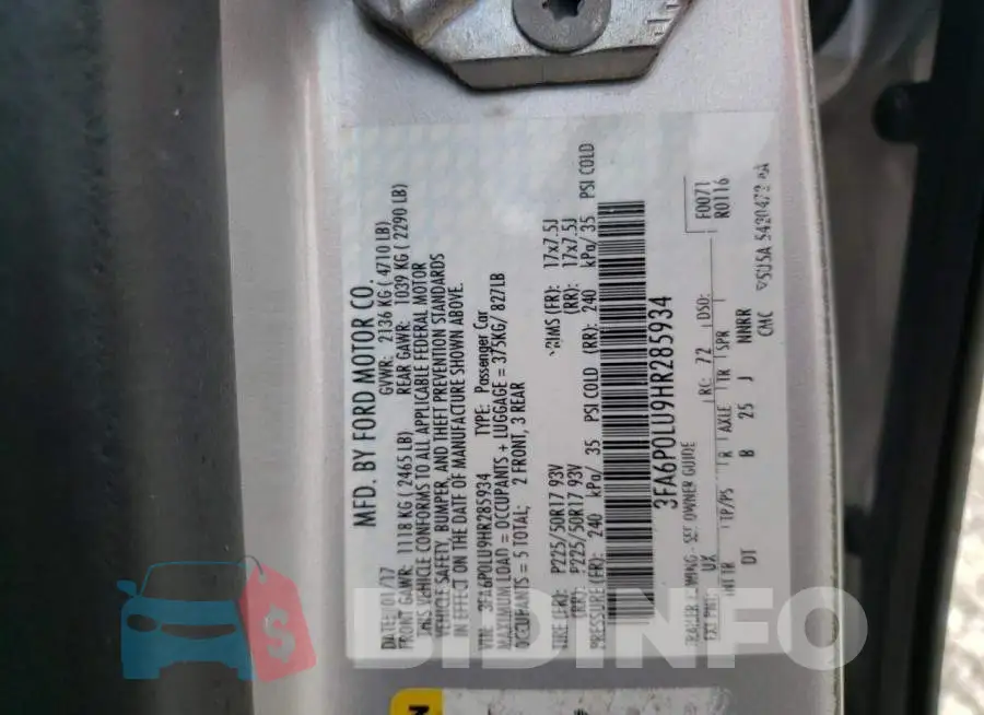 3FA6P0LU9HR285934 Photo# 12
