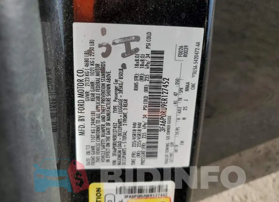 3FA6P0RU9ER127452 Photo# 13