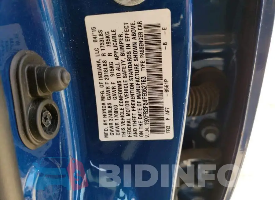 19XFB2F54FE062763 Photo# 12