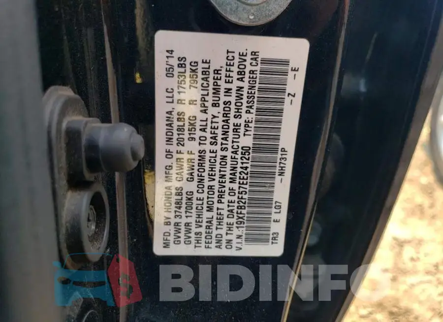 19XFB2F57EE241250 Photo# 13