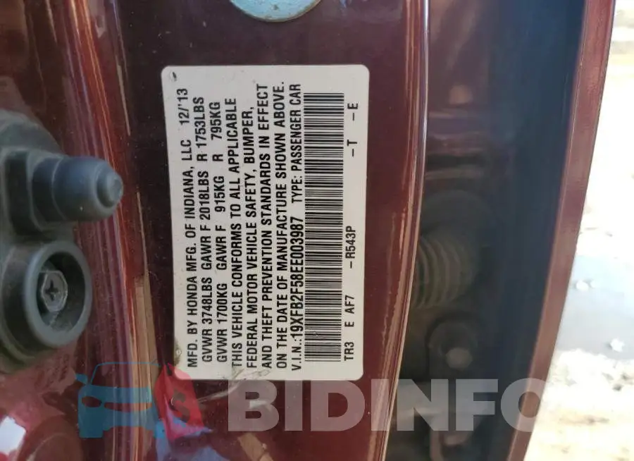 19XFB2F58EE003987 Photo# 12