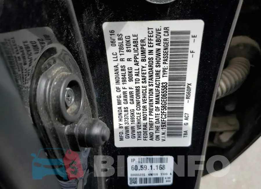 19XFC2F58GE065583 Photo# 12