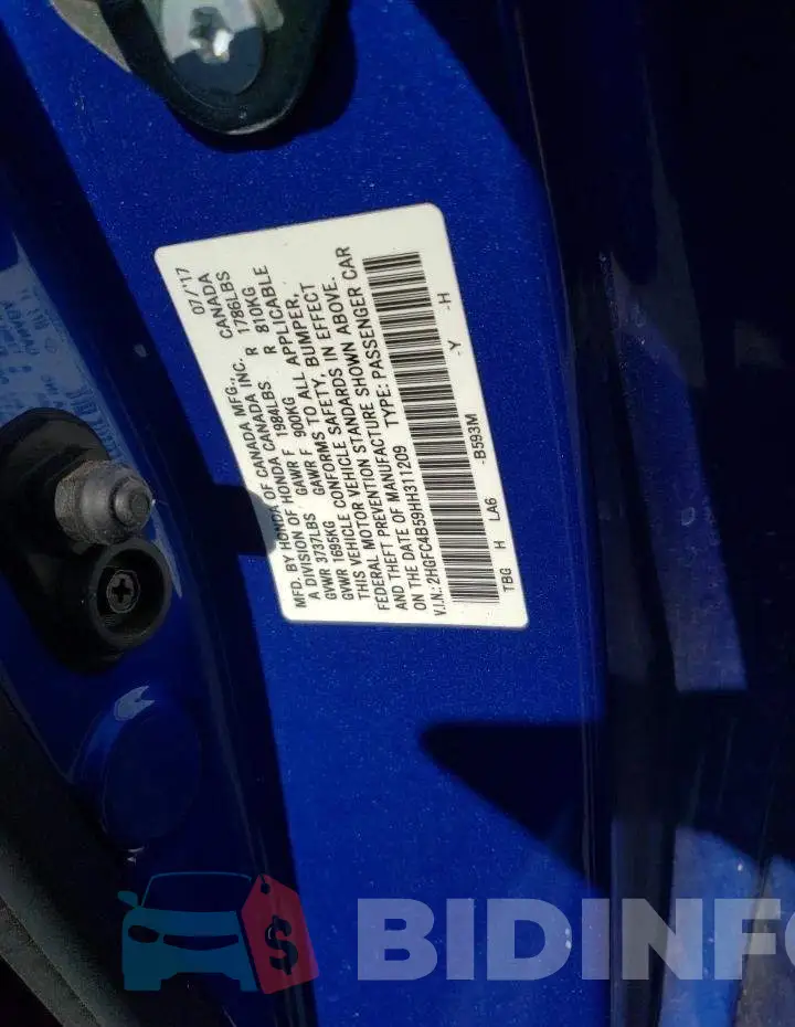 2HGFC4B59HH311209 Photo# 12