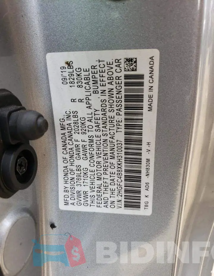 2HGFC4B8XKH310037 Photo# 12