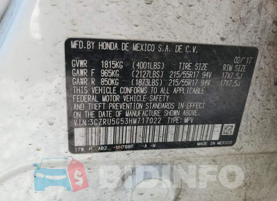 3CZRU5G53HM717022 Photo# 13