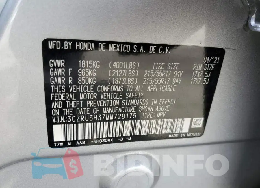 3CZRU5H37MM728175 Photo# 13