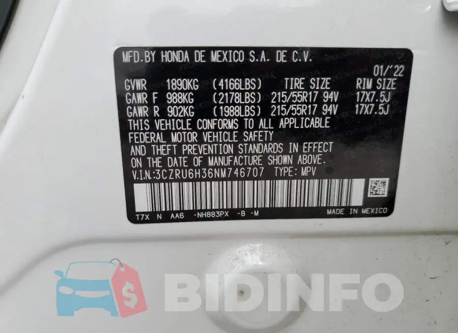 3CZRU6H36NM746707 Photo# 13