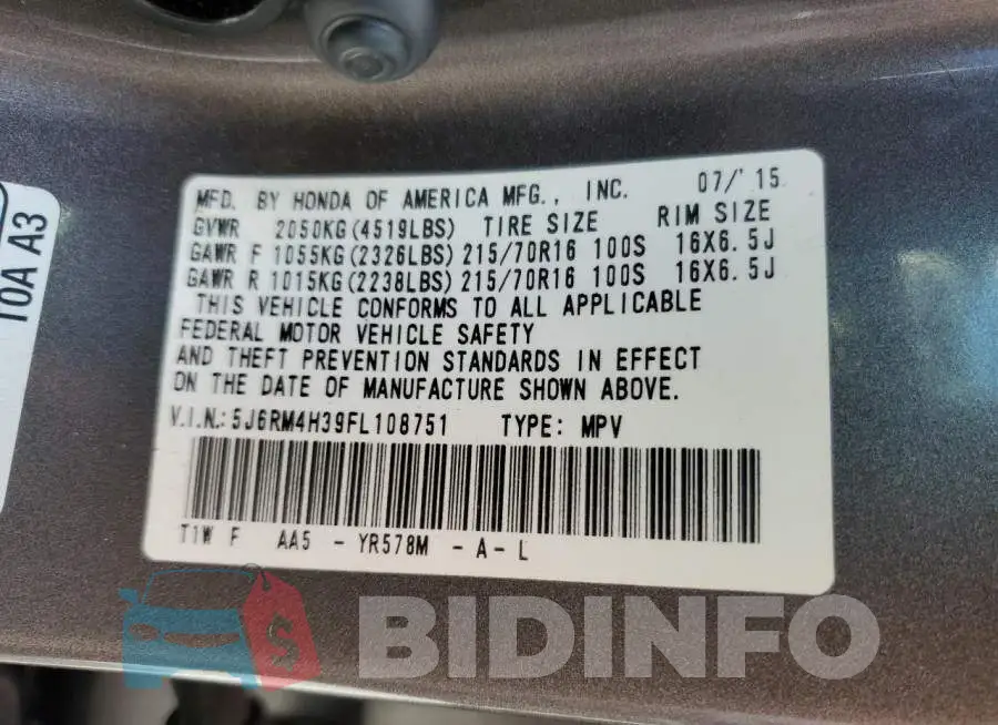 5J6RM4H39FL108751 Photo# 13