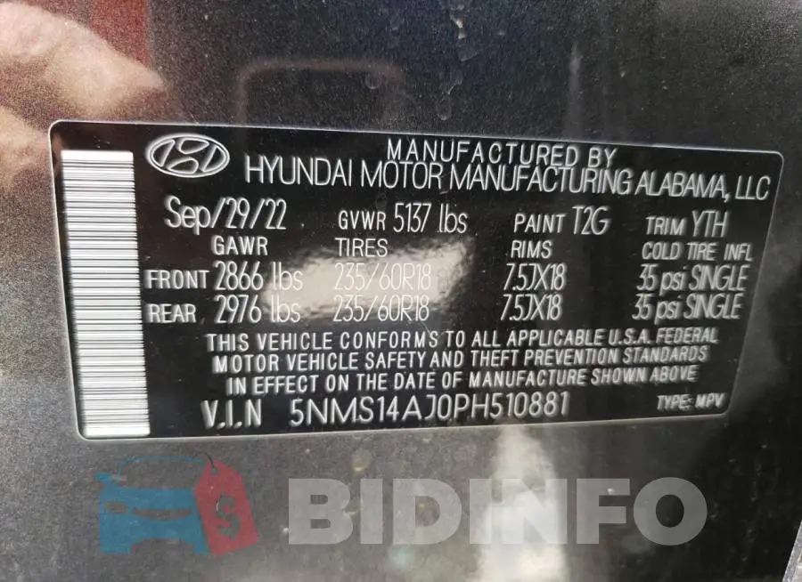 5NMS14AJ0PH510881 Photo# 12