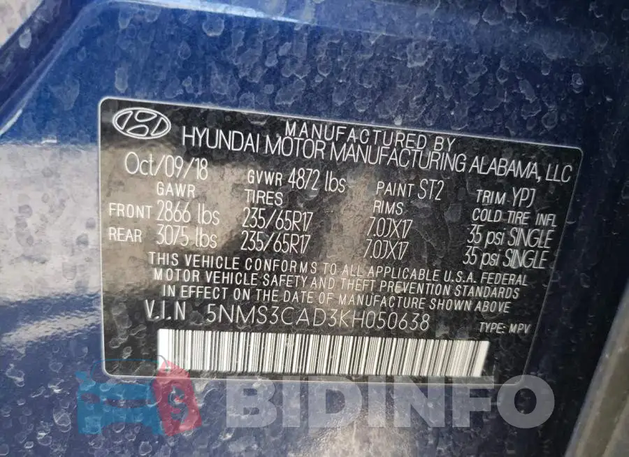 5NMS3CAD3KH050638 Photo# 14