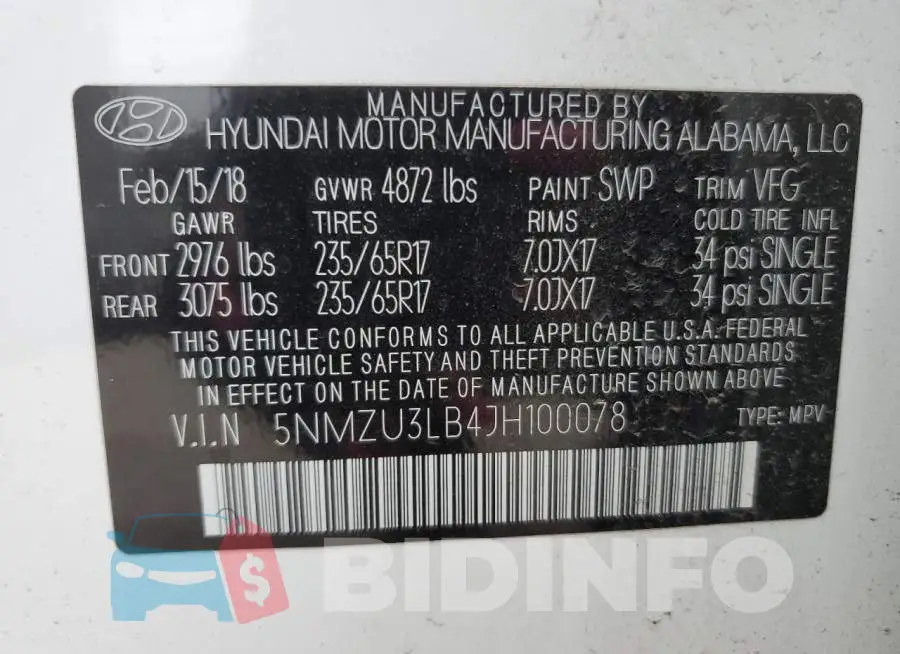 5NMZU3LB4JH100078 Photo# 13