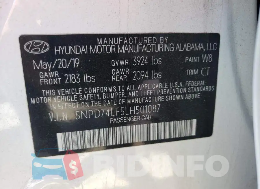 5NPD74LF5LH501087 Photo# 12
