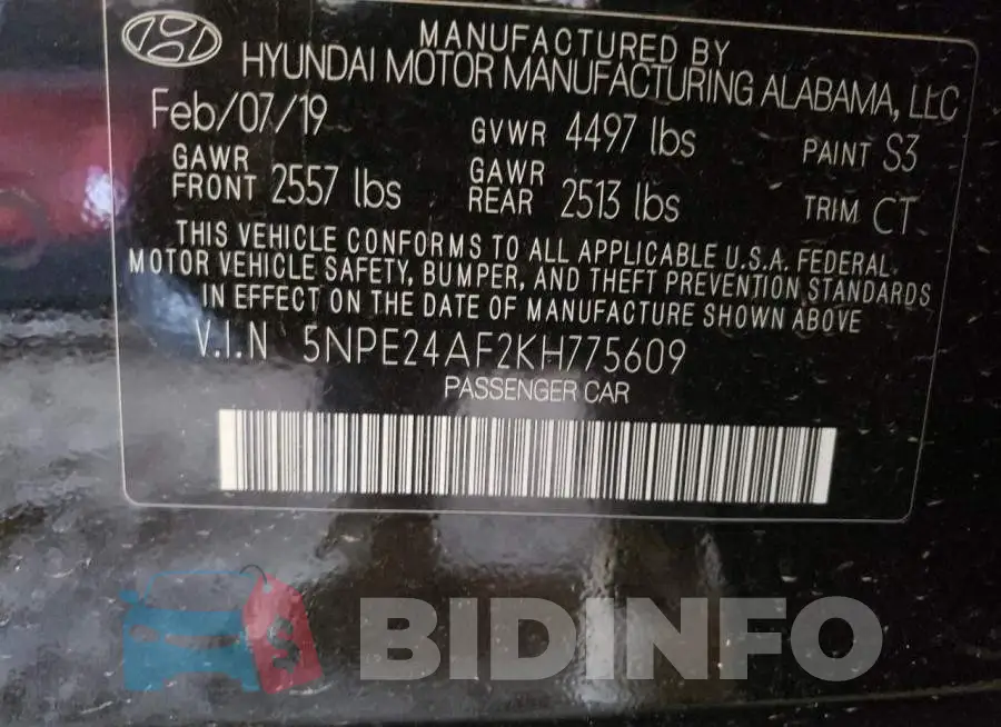 5NPE24AF2KH775609 Photo# 13