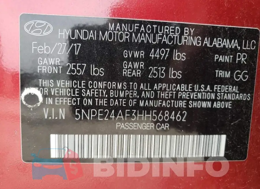 5NPE24AF3HH568462 Photo# 12