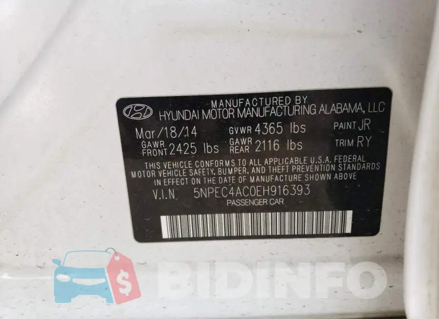 5NPEC4AC0EH916393 Photo# 12