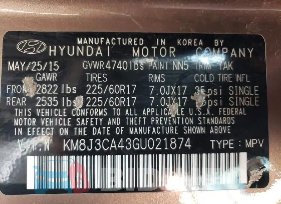 KM8J3CA43GU021874 Photo# 13