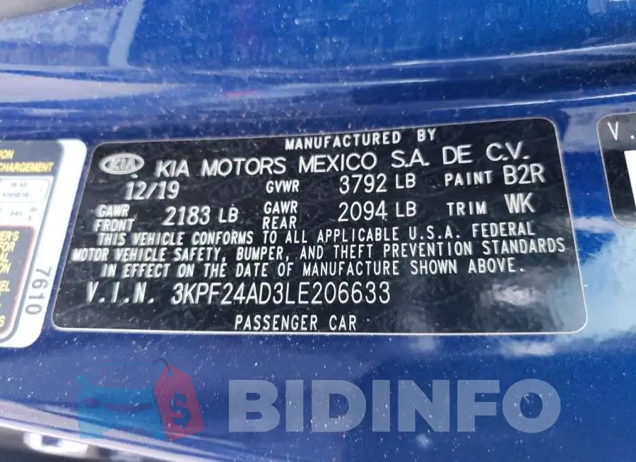 3KPF24AD3LE206633 Photo# 12