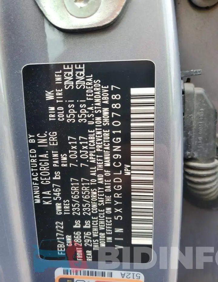 5XYRGDLC9NG107887 Photo# 13