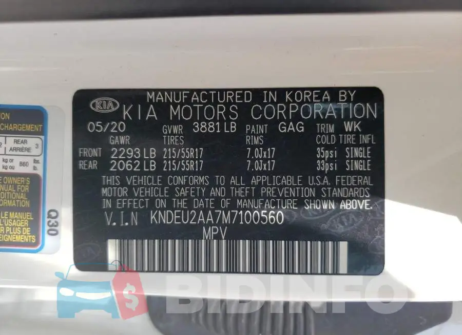 KNDEU2AA7M7100560 Photo# 12