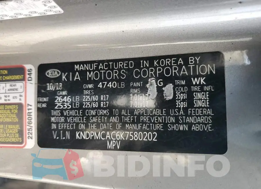KNDPMCAC6K7580202 Photo# 13