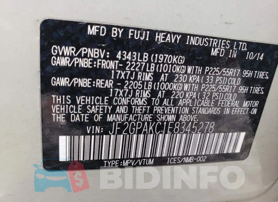 JF2GPAKC1E8345278 Photo# 12