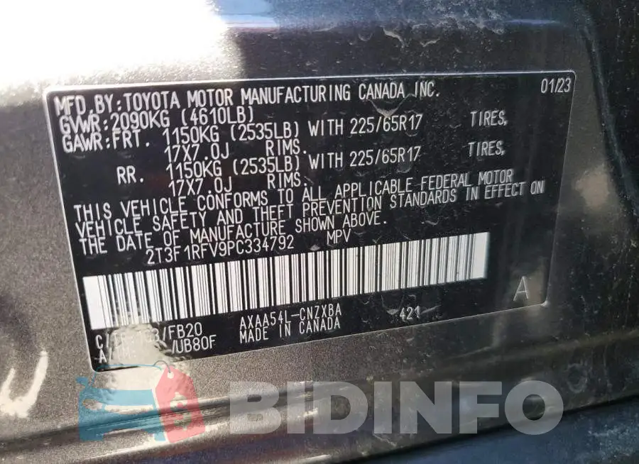 2T3F1RFV9PC334792 Photo# 13