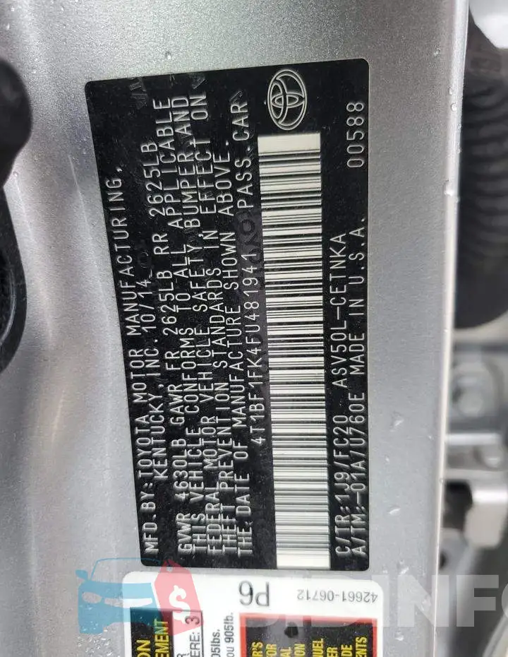 4T1BF1FK4FU481941 Photo# 12