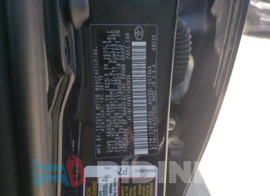 4T1BF1FK8FU980936 Photo# 12