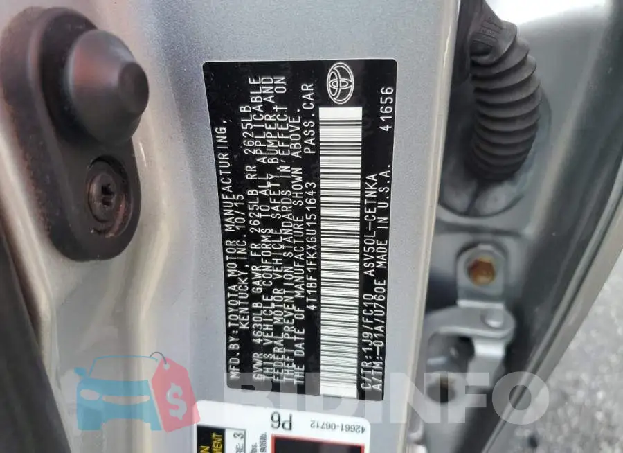 4T1BF1FKXGU151643 Photo# 12