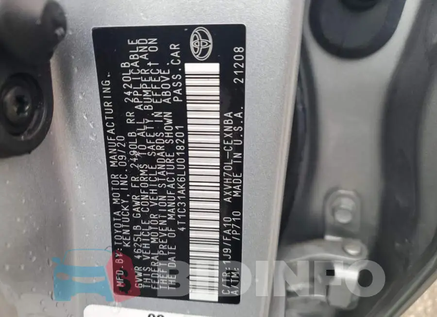 4T1C31AK6LU018201 Photo# 12