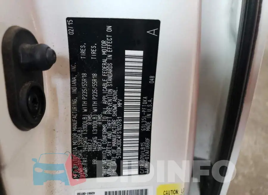 5TDDK3DC4FS102781 Photo# 14