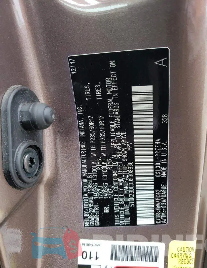 5TDKZ3DC0JS908936 Photo# 13