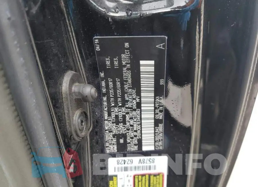 5TDYK3DC1ES485983 Photo# 14