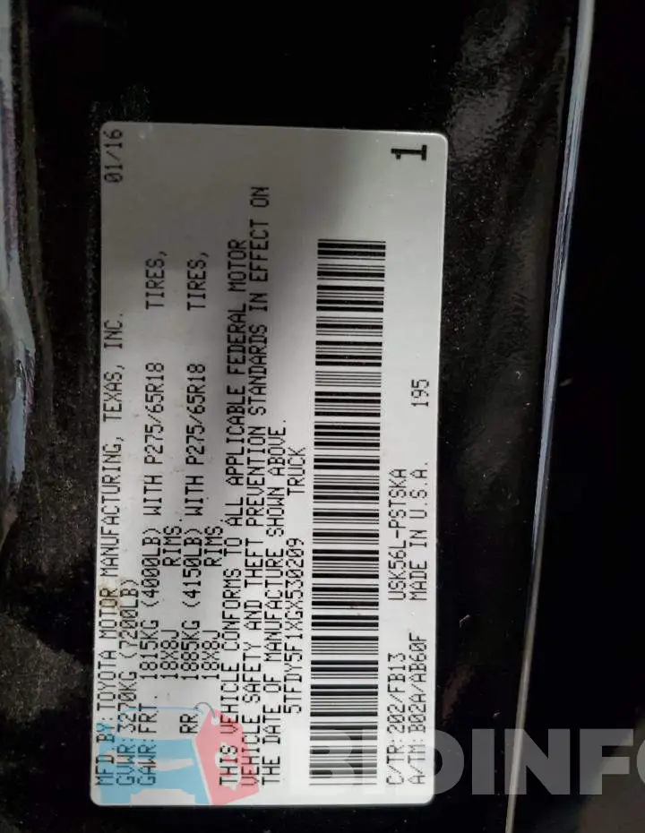 5TFDY5F1XGX530209 Photo# 12