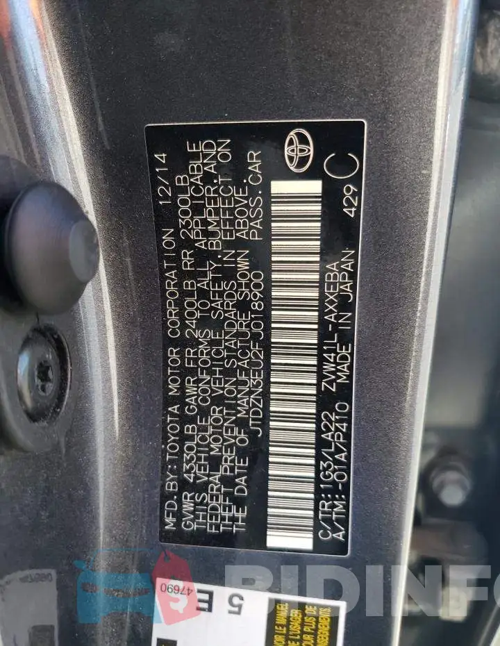 JTDZN3EU2FJ018900 Photo# 12