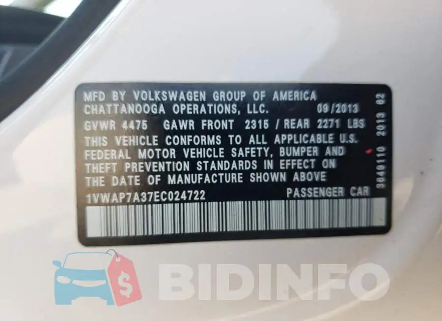 1VWAP7A37EC024722 Photo# 12