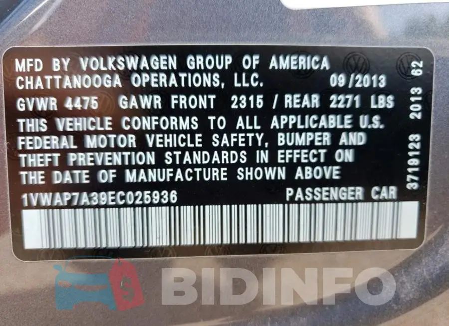 1VWAP7A39EC025936 Photo# 13