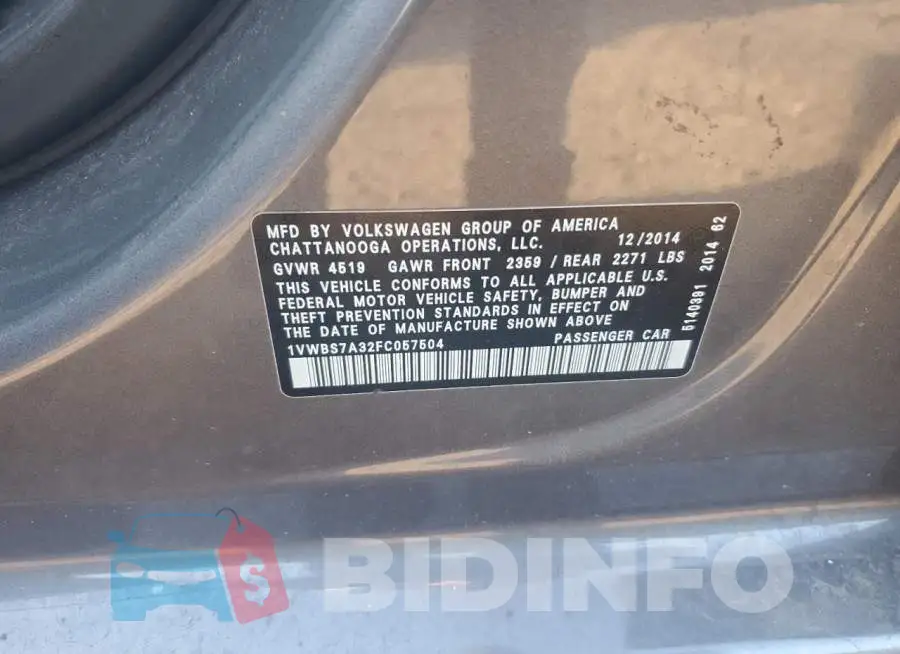 1VWBS7A32FC057504 Photo# 12