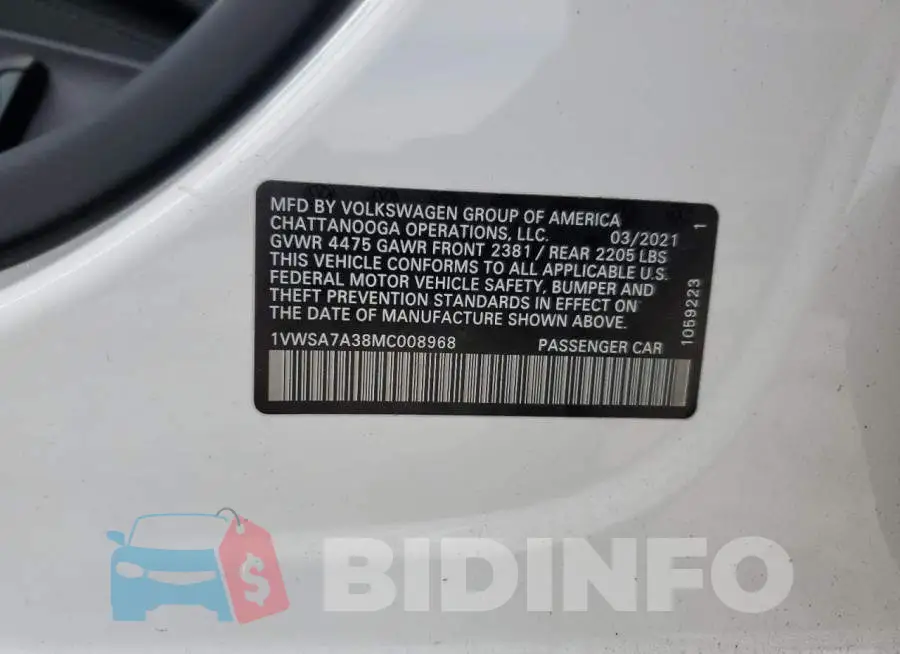 1VWSA7A38MC008968 Photo# 12