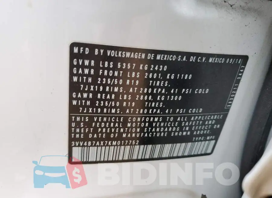 3VV4B7AX7KM017752 Photo# 12